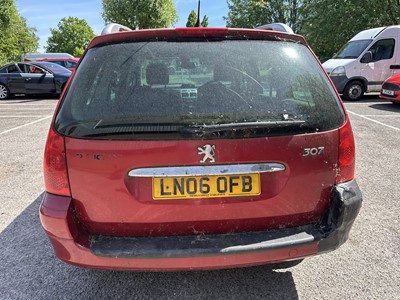 Lot 2 - 2006 Peugeot 307 SE Estate, 1.6 HDi 110 SE, 5 door manual, reg. no. LN06 OFB, finished in red with a cloth interior. The car has covered 154,000 miles, MOT expired 1st October 2024. It is suppli...