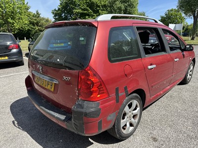 Lot 2 - 2006 Peugeot 307 SE Estate, 1.6 HDi 110 SE, 5 door manual, reg. no. LN06 OFB, finished in red with a cloth interior. The car has covered 154,000 miles, MOT expired 1st October 2024. It is suppli...