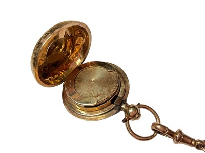 Lot 88 - 9ct gold watch chain with a winding key, together with a 9ct gold sovereign case (Chester 1912)
