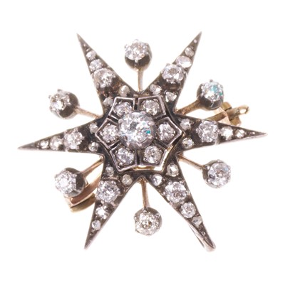 Lot 627 - Victorian diamond snowflake brooch