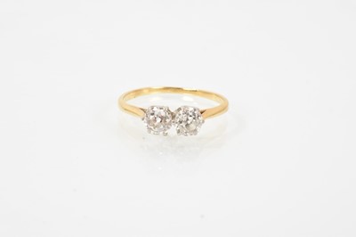 Lot 713 - Diamond two-stone ring with two old cut diamonds estimated to weigh approximately 0.80cts in total