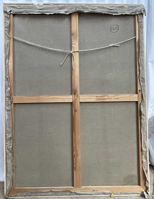 Lot 348 - Large oil on canvas of a woman in robes, inscribed verso dated '97, 150cm x 110cm, framed