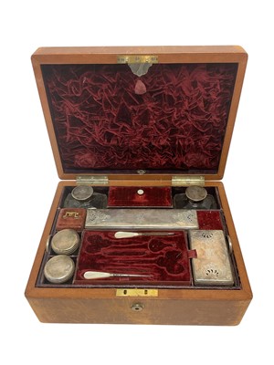 Lot 562 - Toiletry box with silver mounted glass jars etc