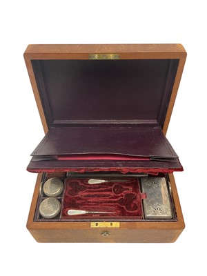 Lot 562 - Toiletry box with silver mounted glass jars etc