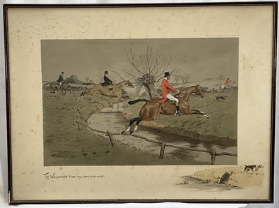 Lot 203 - Snaffles, Charles Johnson Payne (1884-1967) print, ‘The Whissendine Brook runs deep and wide’, 52cm x 70cm, framed and glazed