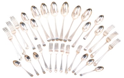 Lot 506 - Suite of Victorian bright cut silver cutlery