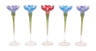 Lot 267 - Fritz Heckert: five art nouveau 'crocus' liqueur glasses