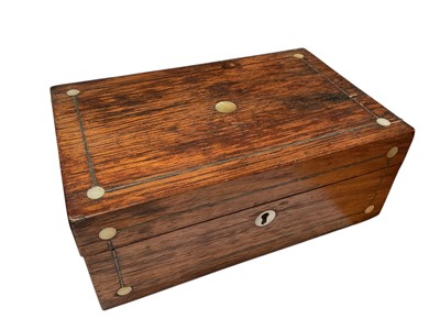 Lot 58 - Group of silver and white metal jewellery, Victorian and later gold plated propelling pencils etc, within a wooden work box