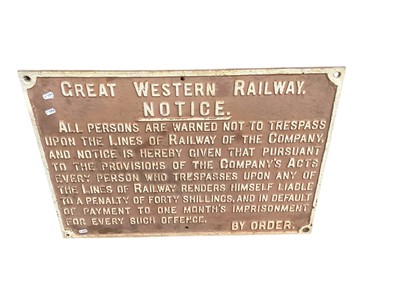 Lot 2475 - Painted cast iron railway sign
