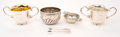 Lot 430 - Contemporary silver two handled bowl, with flared rim (Birmingham 1998) B & Co, and other items