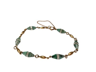 Lot 3 - Three 9ct gold gem set rings, together with a 9ct gold and bead bracelet