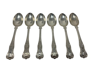 Lot 515 - Set of six silver Kings pattern dessert spoons