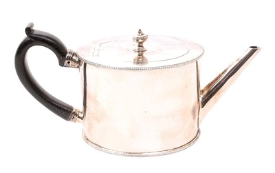Lot 530 - George III silver oval teapot by Peter & William Bateman, London 1789