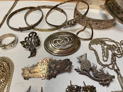 Lot 178 - Group of silver and white metal jewellery including bangles, pendants and chains etc