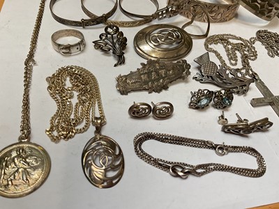 Lot 178 - Group of silver and white metal jewellery including bangles, pendants and chains etc