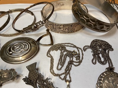 Lot 178 - Group of silver and white metal jewellery including bangles, pendants and chains etc