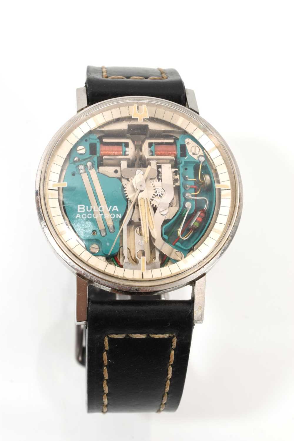 Lot 790 - Bulova Accutron Spaceview M7 stainless steel wristwatch on later black leather strap