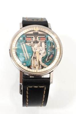Lot 790 - Bulova Accutron Spaceview M7 stainless steel wristwatch on later black leather strap