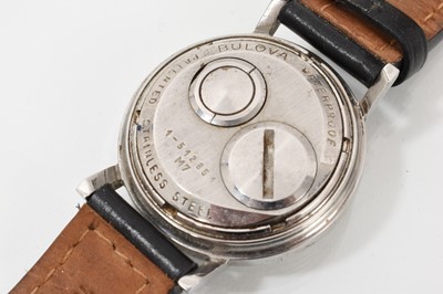 Lot 790 - Bulova Accutron Spaceview M7 stainless steel wristwatch on later black leather strap