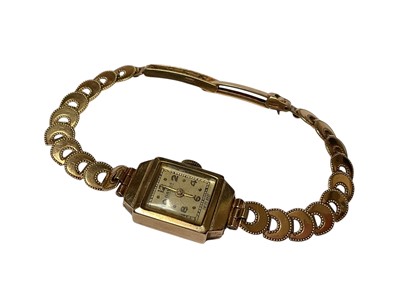 Lot 198 - Three vintage 9ct gold cased ladies' wristwatches, two on 9ct gold bracelets and one plated