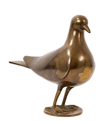 Lot 984 - Unusual bronze aquamanile of a dove, possibly Islamic