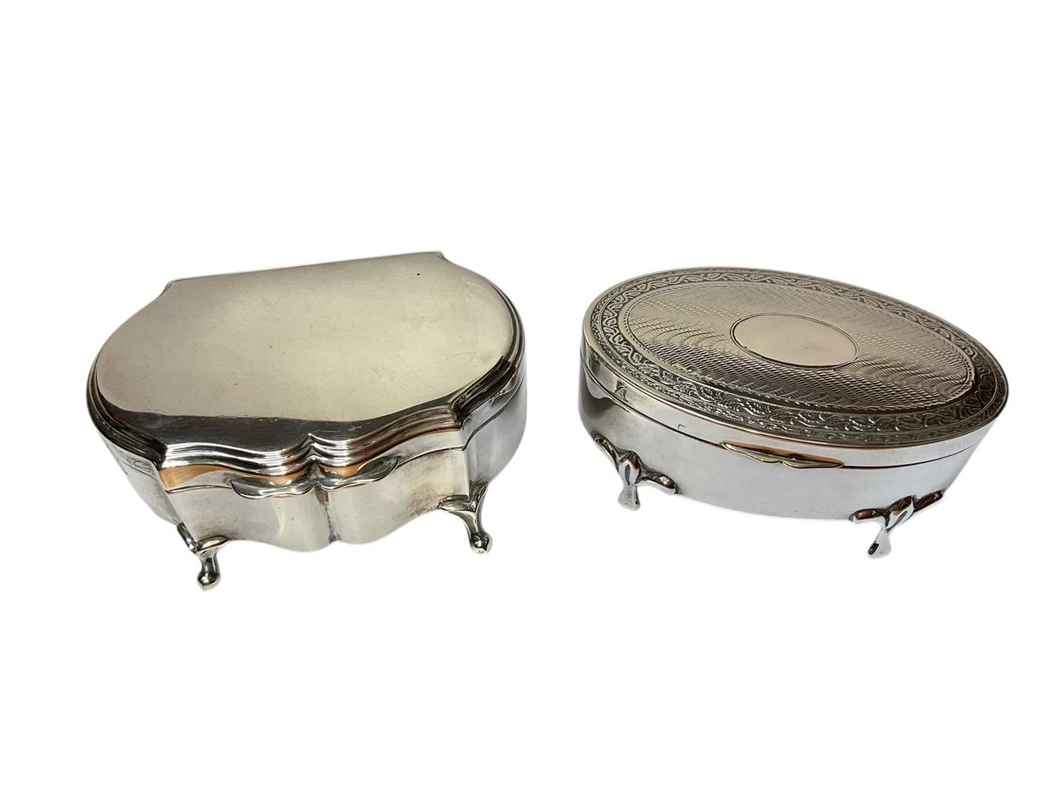 Lot 24 - Two antique silver jewellery/ trinket boxes
