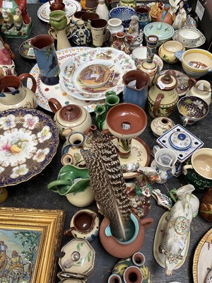 Lot 142 - 19th century Staffordshire, French Quimper ware, Devon ware and sundries