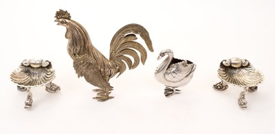 Lot 445 - Victorian silver salt modelled in the form of a standing swan, with red glass eyes