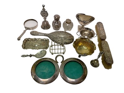 Lot 451 - Selection of miscellaneous silver and white metal. including dressing table set and other items