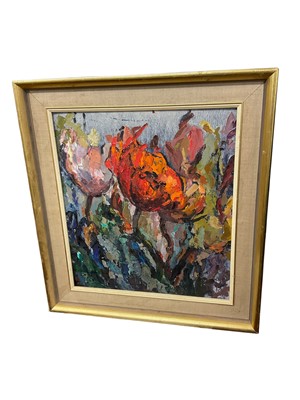 Lot 876 - Peggy Rutherford (20th century) oil on board, still life of flowers