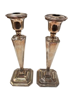Lot 1126 - Pair of 1930s silver candlesticks