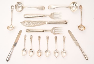 Lot 452 - Selection of miscellaneous silver and white metal, including pair fish servers etc.