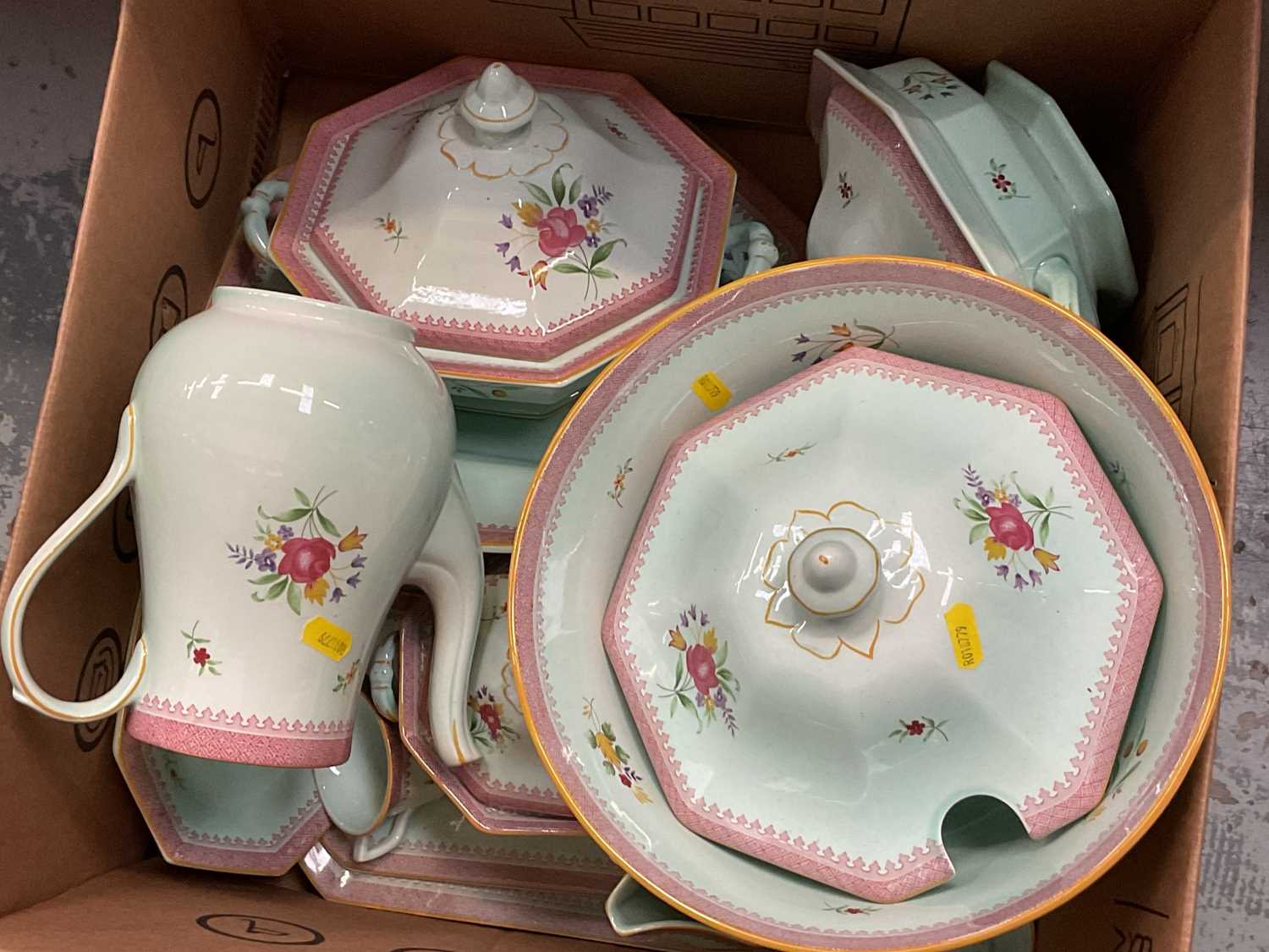 Lot 46 - Blue and pink Adams dining set