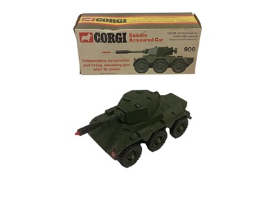 Lot 1988 - Corgi diecast Saladin Armoured Car, boxed No.906, Hi-Speed Ambulance, in window box No.700 and Matchbox Superfast SF-18 Lap Counter, boxed (no flags) (3)
