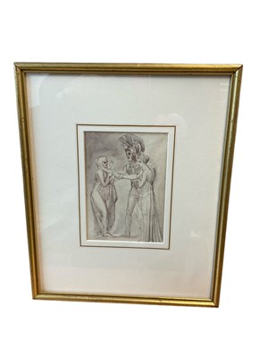 Lot 862 - Thomas Stodhart (1755-1834) monotone watercolour, figure group, signed, gallery label verso