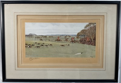 Lot 967 - Cecil Aldin (1870-1935) group of five signed prints, The Hunting Countries of England, in glazed frames, 35cm x 50cm overall
