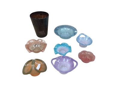 Lot 990 - Seven pieces of Vasart glass, each piece with etched signature used between 1946 and 1963