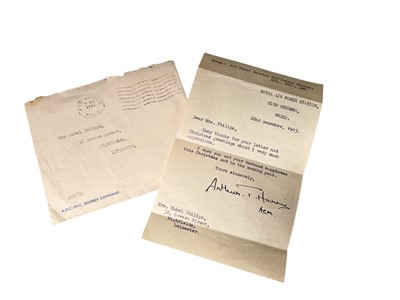 Lot 683 - Second World War RAF interest- Arthur T. Harris ('Bomber' Harris) (1892-1984), Marshal of the Royal Force & Commander-In-Chief of Bomber Command during the War, signed letter in envelope.