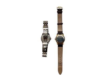 Lot 110 - 1960s Tissot Seastar Seven manual wind gold plated wristwatch on leather strap, together with a Tissot PR 100 bi-metal stainless steel wristwatch (2)