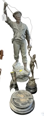 Lot 2495 - Three Spelter and other figures