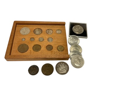 Lot 487 - G.B. - Mixed coinage to include 1946 twelve coin year set to include Maundy money, Victoria JH silver Crown 1887 GF & others (Qty)