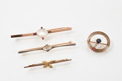 Lot 718 - Four Edwardian bar brooches