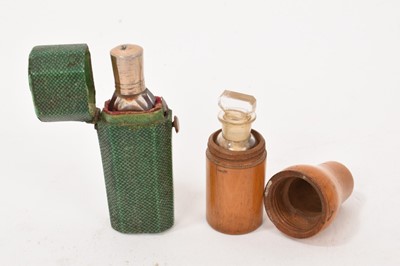 Lot 1013 - George III cut glass scent bottle in original shagreen case and a 19th century smelling salts bottle in turned wooden case (2)