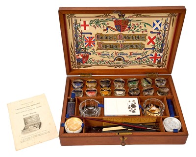 Lot 1104 - Victorian Windsor & Newton artists box 'Tinctures and Materials for Heraldic Blazoning'
