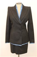 Lot 3064 - Alexander McQueen grey and blue pinstripe...