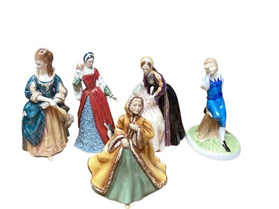Lot 980 - Five Royal Doulton figures including limited editions - Anne Boleyn HN3232, Catherine Howard HN3449, Little Boy Blue HN3035, The Hon. Frances Duncombe HN3009 and Rachel HN2919 (two with certific...