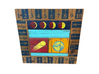 Lot 880 - Mixed media on panel, cover illustration for the book ‘Measuring The Universe’ by Kitty Ferguson