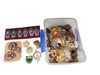 Lot 673 - Collection of Soviet era Czechoslovakian military badges to include parachute instructors' badges and others (1 box).