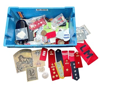 Lot 676 - Collection of Soviet era Czechoslovakian military badges, medal and other related items (1 box).