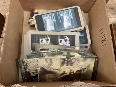 Lot 41 - 29 erotic double sided reproduction stereographs, and 86 French 'naturist postcards